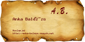 Anka Balázs névjegykártya